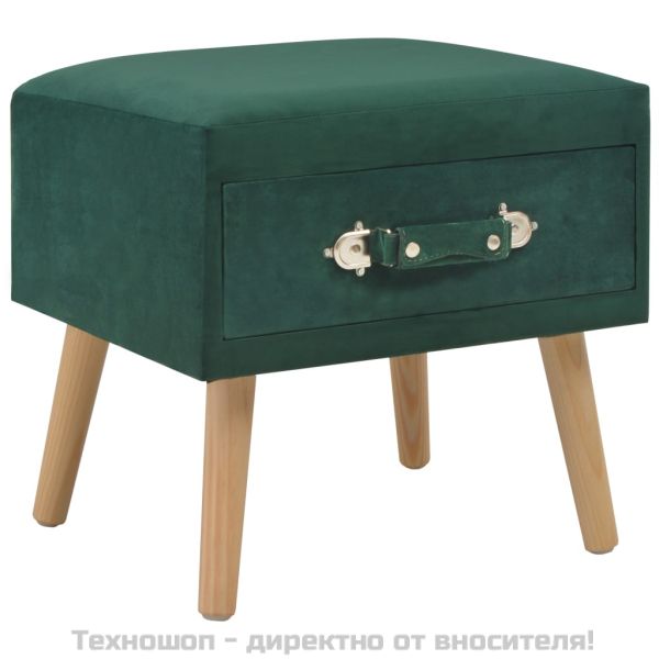 Нощни шкафчета, 2 бр, зелени, 40x35x40 см, кадифе
