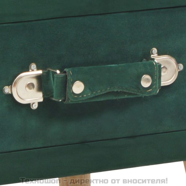 Нощни шкафчета, 2 бр, зелени, 40x35x40 см, кадифе