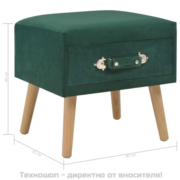 Нощни шкафчета, 2 бр, зелени, 40x35x40 см, кадифе