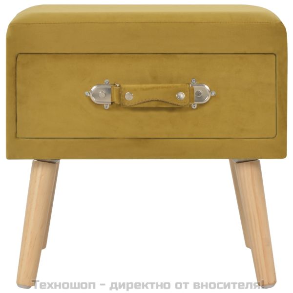 Нощни шкафчета, 2 бр, цвят горчица, 40x35x40 см, кадифе