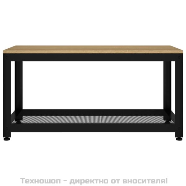 Маса за кафе, светлокафяво и черно, 90x45x45 см, МДФ и желязо