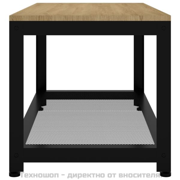 Маса за кафе, светлокафяво и черно, 90x45x45 см, МДФ и желязо