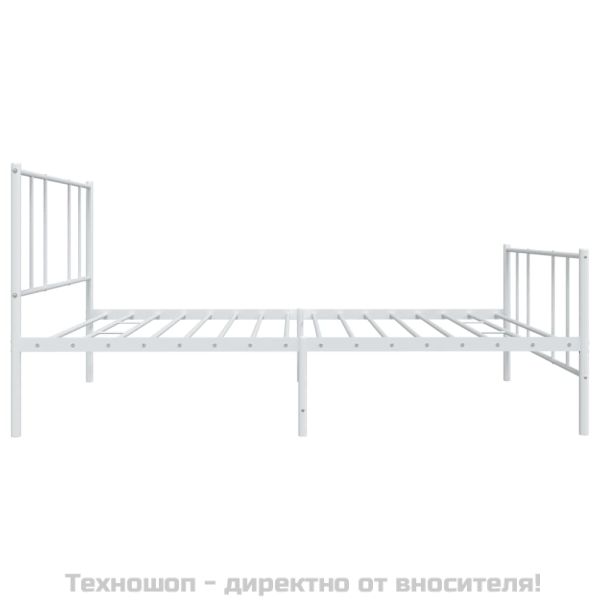 Метална рамка за легло с горна и долна табла, бяла, 100x200 см