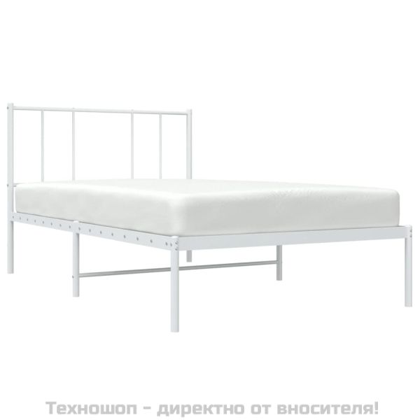 Метална рамка за легло с горна табла, черна, 100x200 см