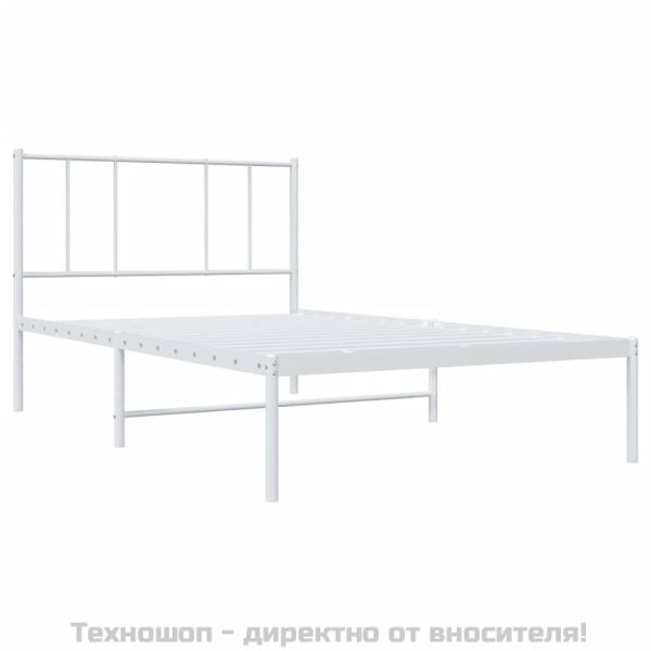 Метална рамка за легло с горна табла, черна, 100x200 см