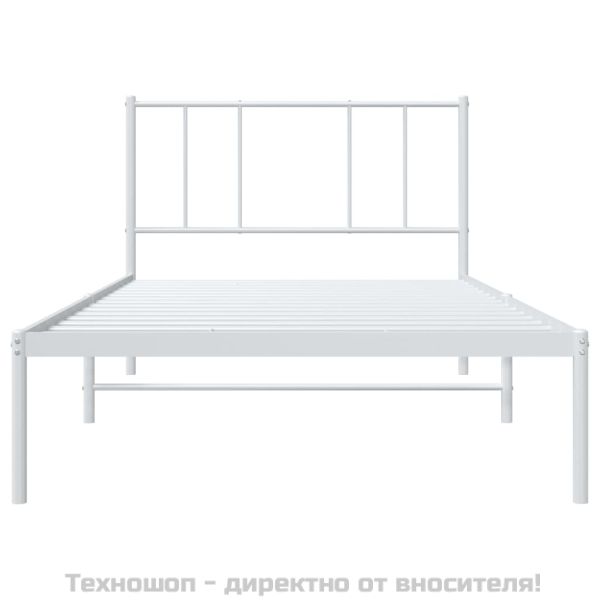 Метална рамка за легло с горна табла, черна, 100x200 см