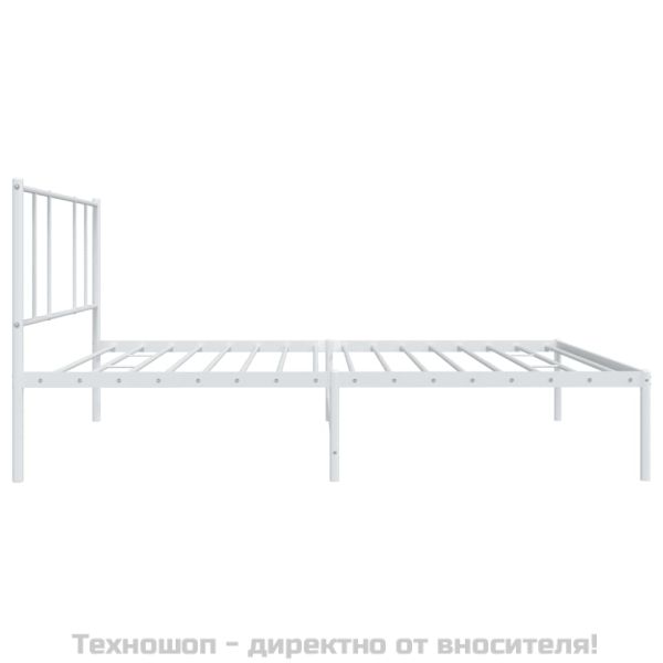 Метална рамка за легло с горна табла, черна, 100x200 см