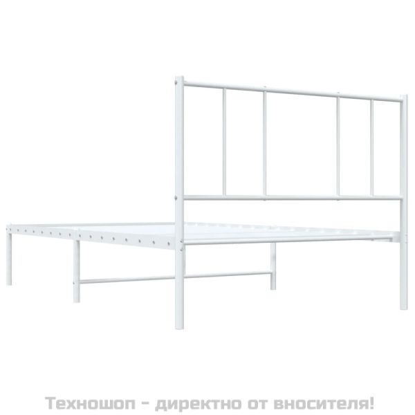 Метална рамка за легло с горна табла, черна, 100x200 см