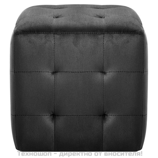 Пуфове, 2 бр, черни, 30x30x30 см, кадифен текстил