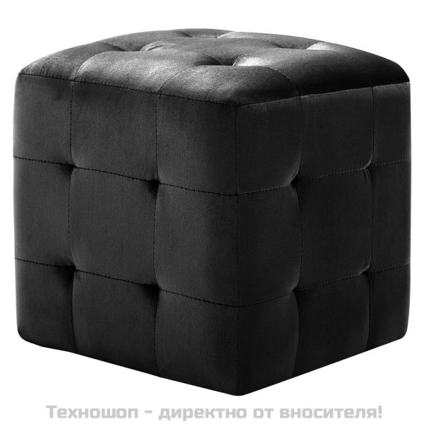 Нощни шкафчета, 2 бр, черни, 30x30x30 см, кадифен текстил