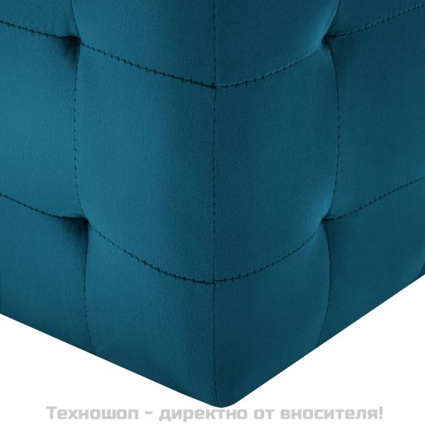 Нощни шкафчета, 2 бр, сини, 30x30x30 см, кадифен текстил