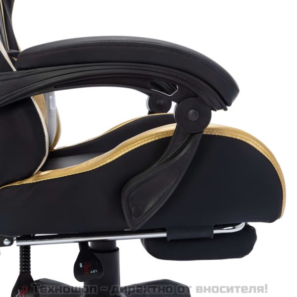 Геймърски стол RGB LED златисто/черно изкуствена кожа