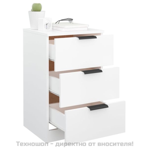 Нощно шкафче, бяло, 40x36x65 см