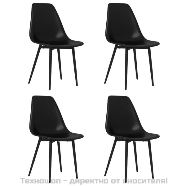 Трапезни столове, 4 бр, черни, PP