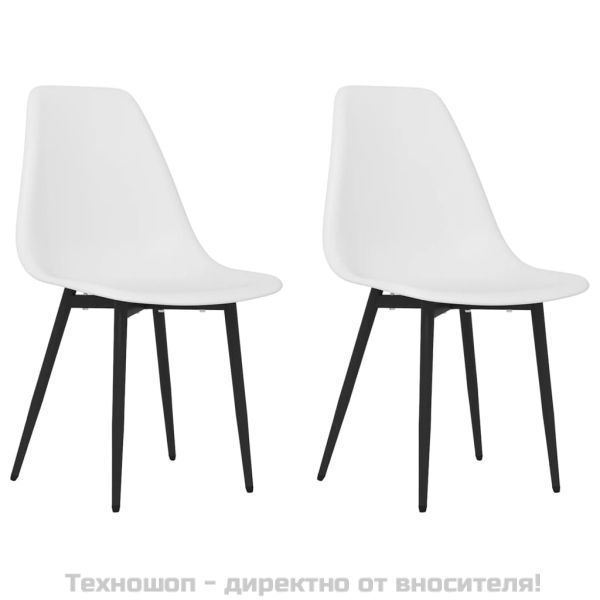 Трапезни столове, 2 бр, бели, PP