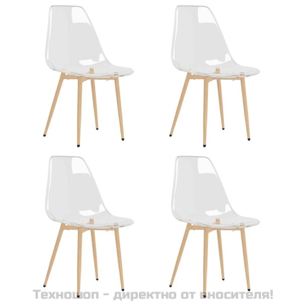 Трапезни столове, 4 бр, прозрачни, PET