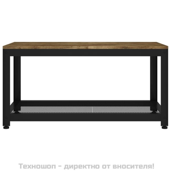 Маса за кафе, тъмнокафяво и черно, 90x45x45 см, МДФ и желязо