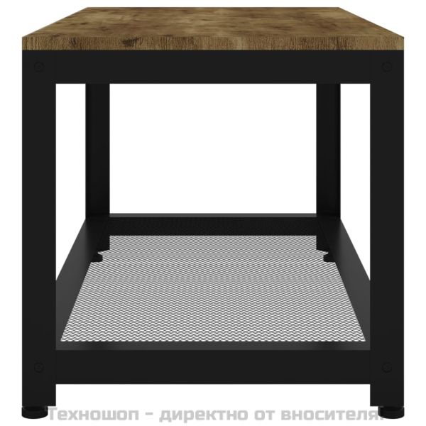 Маса за кафе, тъмнокафяво и черно, 90x45x45 см, МДФ и желязо