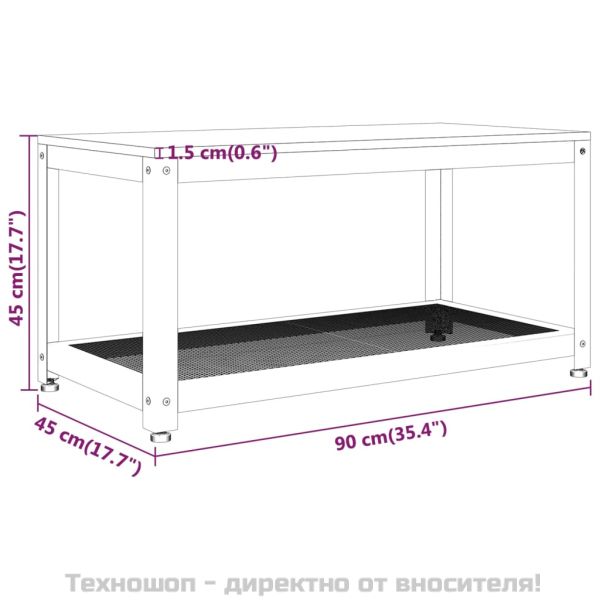 Маса за кафе, тъмнокафяво и черно, 90x45x45 см, МДФ и желязо