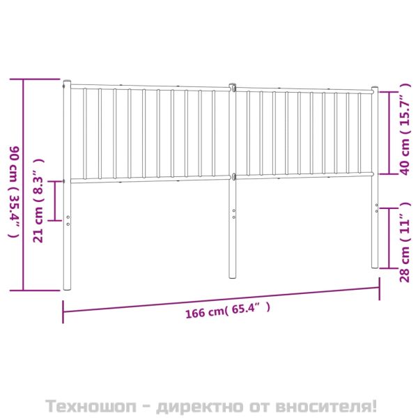 Метална табла за глава, черна, 160 см