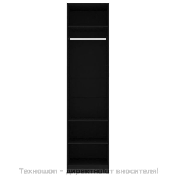 Гардероб, черен, 50x50x200 см, инженерно дърво