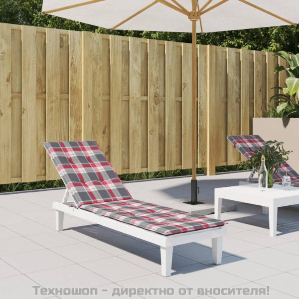Възглавница за стол шезлонг червено каре (75+105)x50x4 см