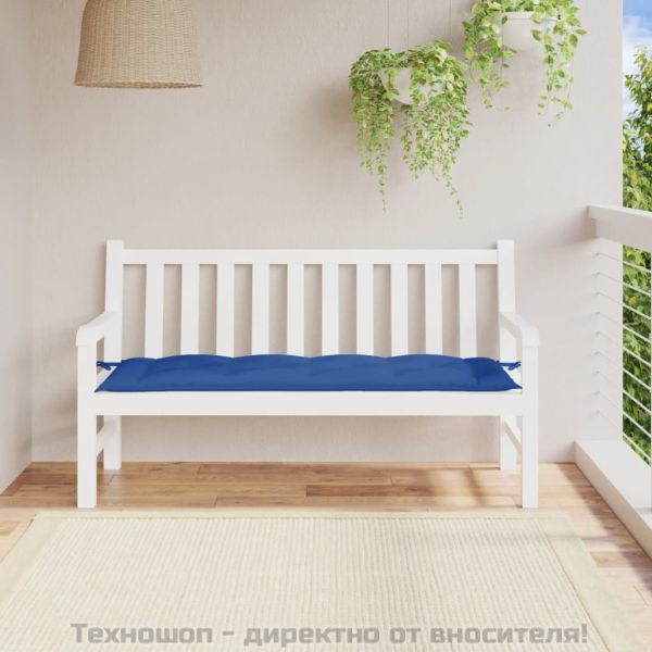 Възглавница за градинска пейка синя 150x50x7 см оксфорд плат
