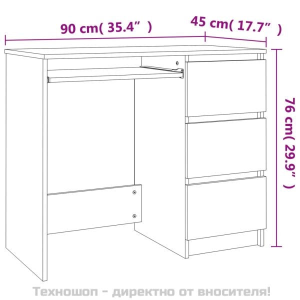 Бюро, опушен дъб, 90x45x76 см, инженерно дърво