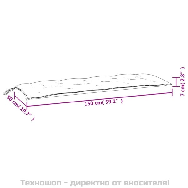 Възглавница за пейка яркозелена 150x50x7 см оксфорд плат