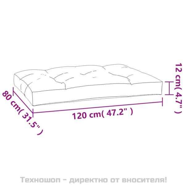 Палетна възглавница, черна, 120x80x12 см, текстил