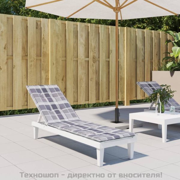 Възглавница за стол шезлонг сиво каре (75+105)x50x4 см