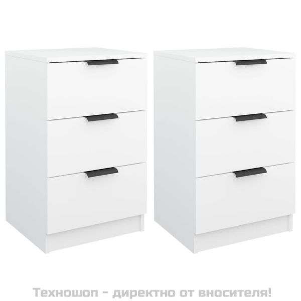 Нощни шкафчета, 2 бр, Бял, 40x36x65 см