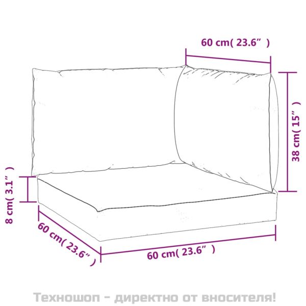 Палетни възглавници, 3 бр, сиви, Оксфорд плат