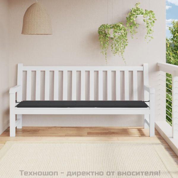 Възглавница за градинска пейка черна 200x50x4 см оксфорд плат