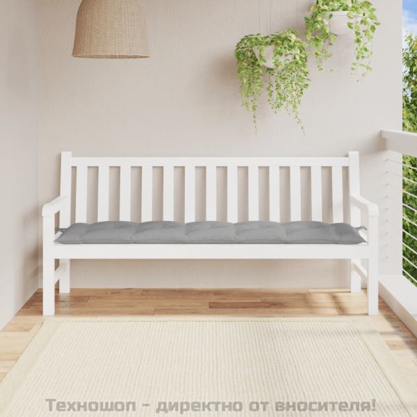 Възглавница за градинска пейка сива 180x50x7 см оксфорд плат