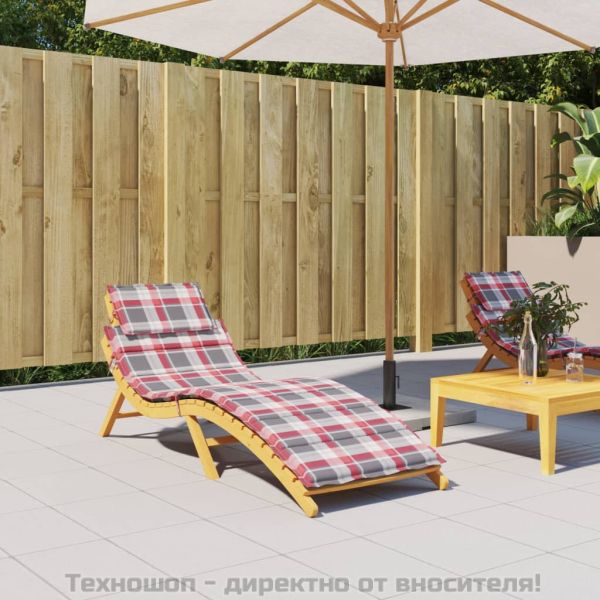 Шалте за шезлонг, червено каре, 186x58x4 см, Оксфорд плат