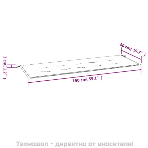 Възглавница за градинска пейка червена 150x50x3 см оксфорд плат