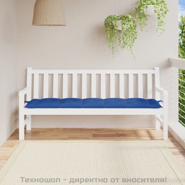 Възглавница за градинска пейка синя 180x50x7 см оксфорд плат