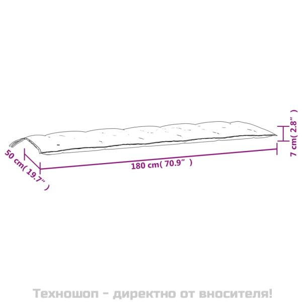 Възглавница за градинска пейка синя 180x50x7 см оксфорд плат