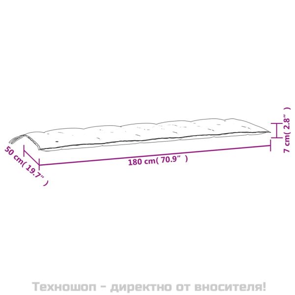 Възглавница за градинска пейка кремава 180x50x7 см оксфорд плат