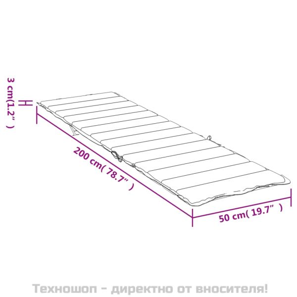 Шалте за шезлонг, кремаво, 200x50x3 см, Оксфорд плат