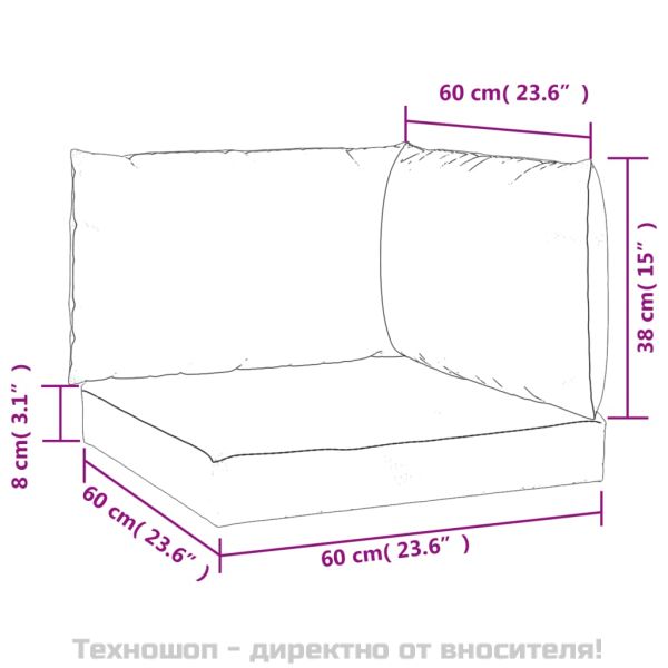 Палетни възглавници, 3 бр, виненочервени, Оксфорд плат
