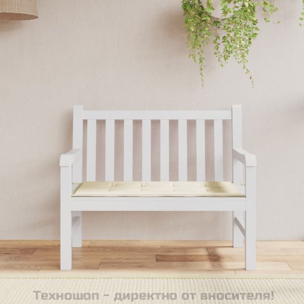 Възглавница за градинска пейка кремава 120x50x3 см оксфорд плат