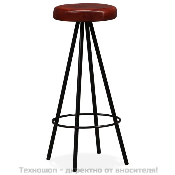 Бар табуретки, 2 бр, естествена кожа