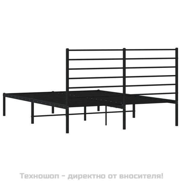 Метална рамка за легло с горна табла, черна, 120x190 см