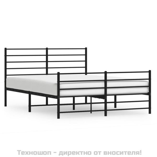 Метална рамка за легло с горна и долна табла, черна, 120x200 см