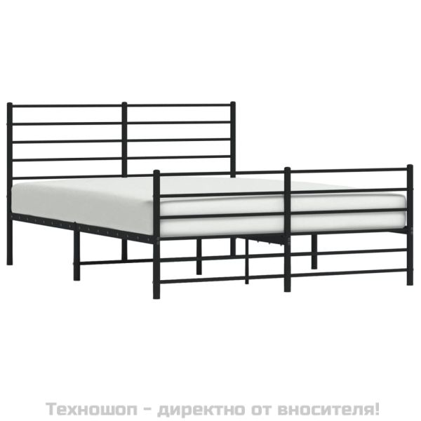Метална рамка за легло с горна и долна табла, черна, 120x200 см