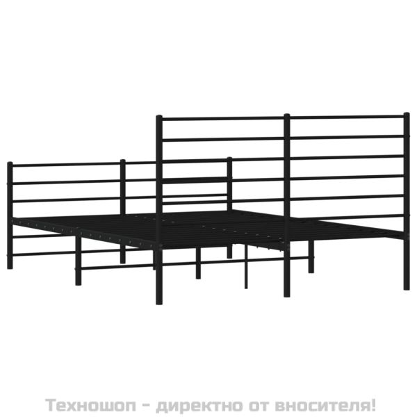 Метална рамка за легло с горна и долна табла, черна, 120x200 см