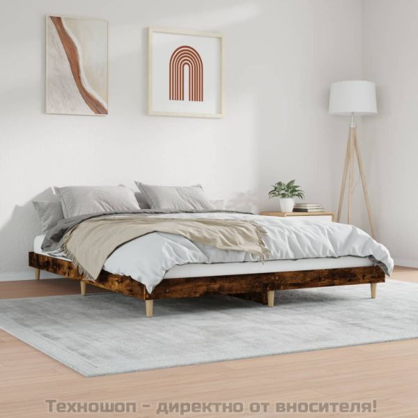 Рамка за легло без матрак опушен дъб 120x200 см инженерно дърво