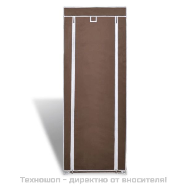 Платнен шкаф за обувки с покривало 57 х 29 х 162 см, кафяв